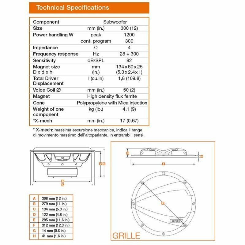 HERTZ DS 300.3 SUBWOOFER SUB HERTZ SERIE DIECI 600 WATT 30 cm PROMOZIONE