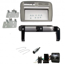 Kit mascherina per autoradio 2 DIN FIAT Grande Punto grigio + comandi al volante