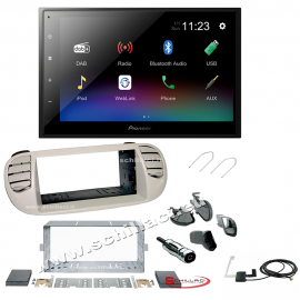 Autoradio Pioneer 2DIN DMH-A340DAB + kit mascherina Fiat 500 bianco avorio...