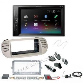 Autoradio Pioneer 2DIN DMH-A240DAB + kit mascherina Fiat 500 bianco avorio...