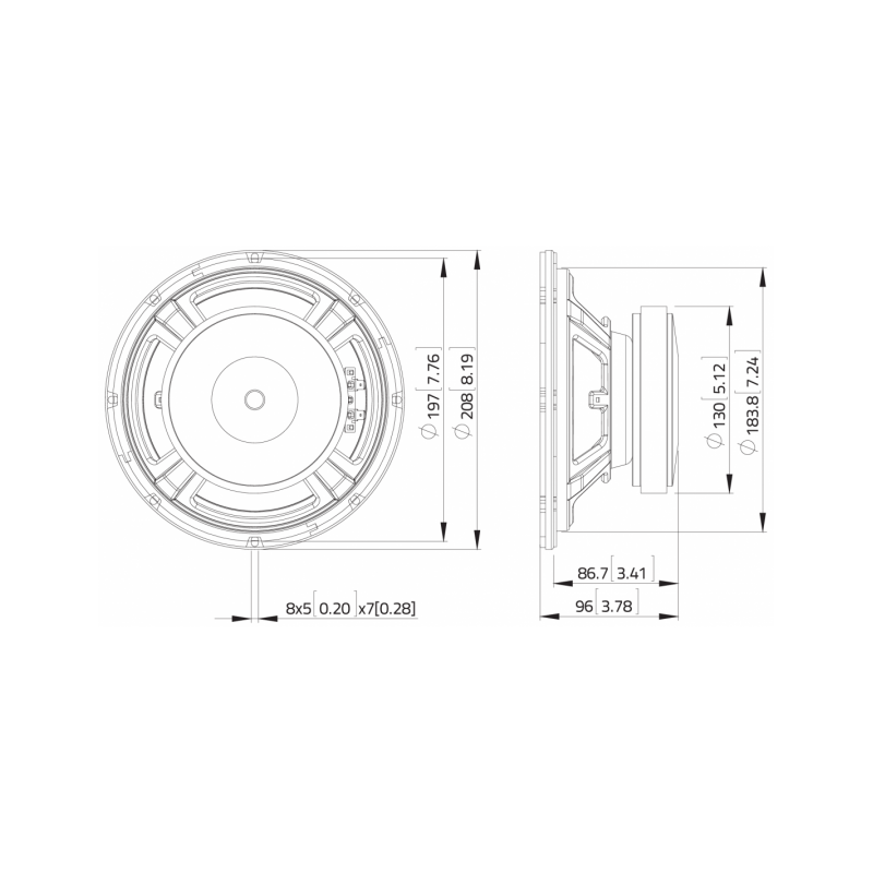 Woofer La Voce Italiana WSF 081.82 8'' 150W AES - Altoparlante Ferrite 8 Ohm Per Audio Professionale - Foto 4