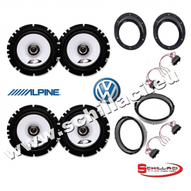 Kit 4 altoparlanti Alpine per VW Volkswagen Golf V con adattatori e supporti