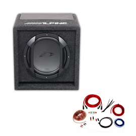 ALPINE SUBWOOFER AMPLIFICATO in CASSA da 8” (20cm) + Kit cavi