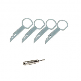 4 CHIAVETTE PER ESTRARRE L'AUTORADIO DI SERIE FORD con adattatore antenna