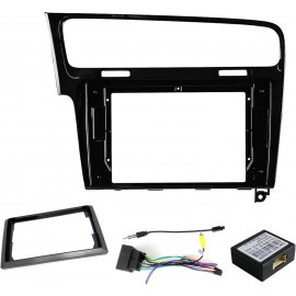 Mascherina autoradio 10.1" per VW Golf 7 2012-2019 nero lucido COMANDI AL VOLAN