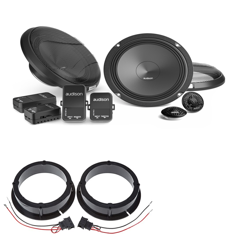 Sistema Altoparlanti Anteriori Option AIR Per VW T5 E T6, Kit Completo 2 Vie Con Tweeter E Isolamento, Plug & Play