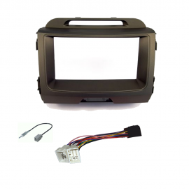 Mascherina autoradio 2 DIN Kia Sportage grigio + connettore ISO