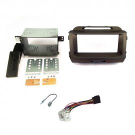 Mascherina autoradio 2 DIN Kia Sportage grigio + connettore ISO + Staffa