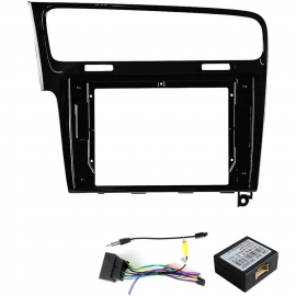 Mascherina autoradio 10.1" per VW Golf 7 2012-2019 nero lucido COMANDI AL VOLAN