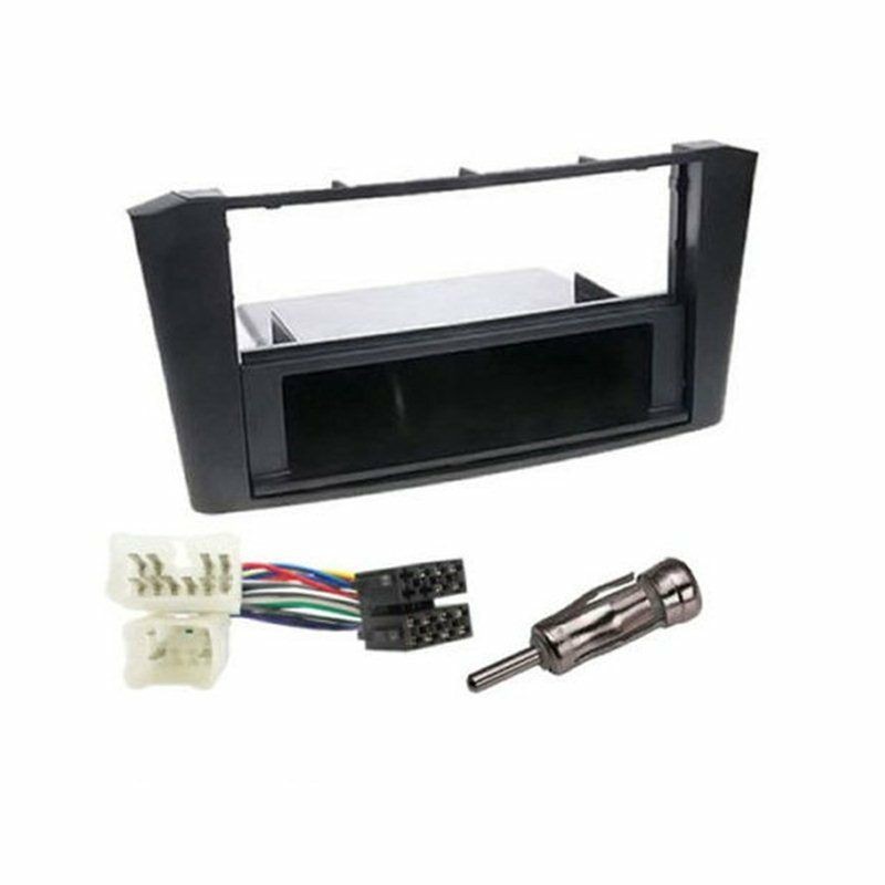 Kit Mascherina Autoradio 1 DIN E 2 DIN Per Toyota Yaris 2003-2006 – Con Adattatore Antenna, Cavo ISO E Cassettino, Nero